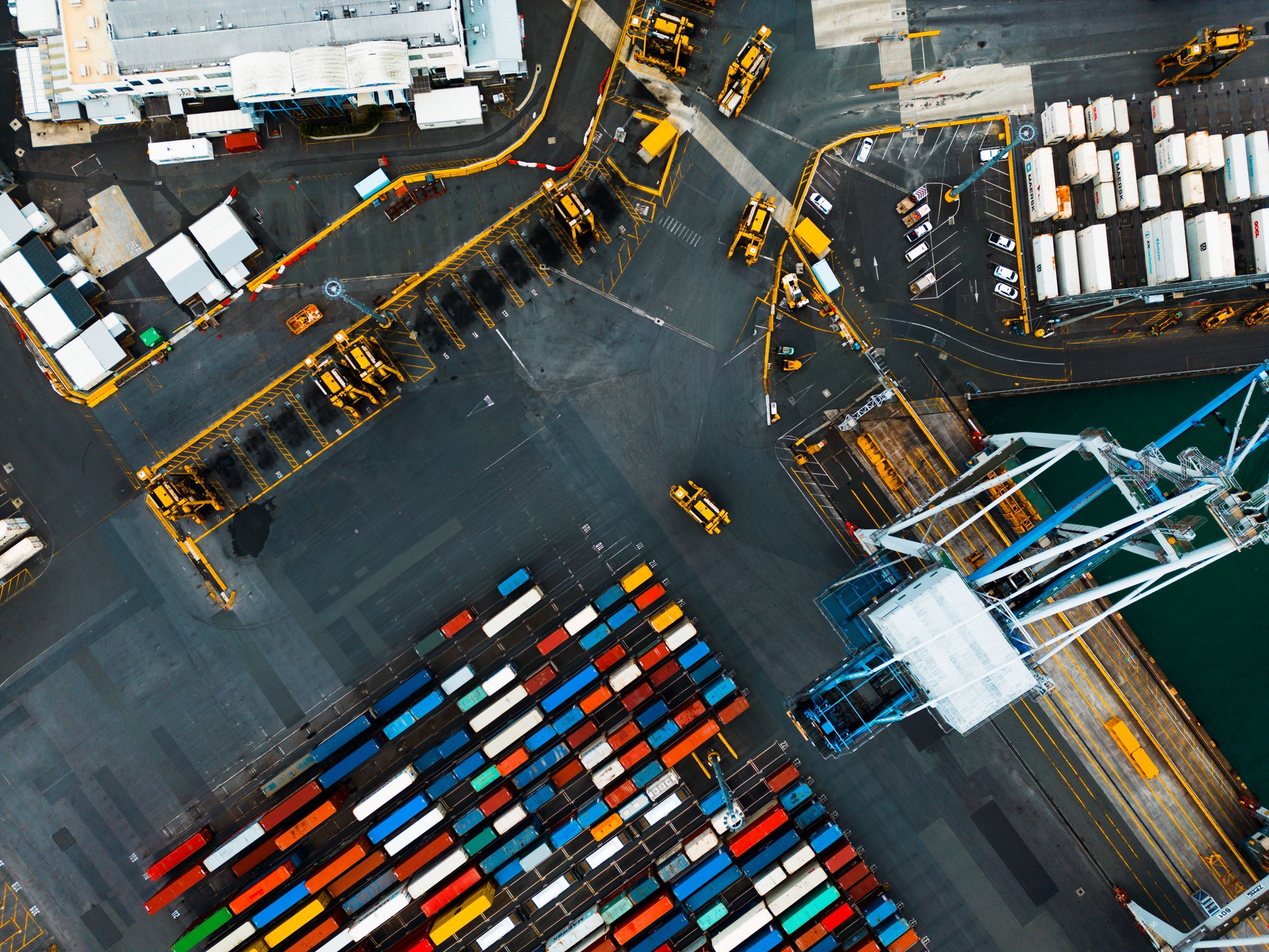 Huge industrial port with containers.